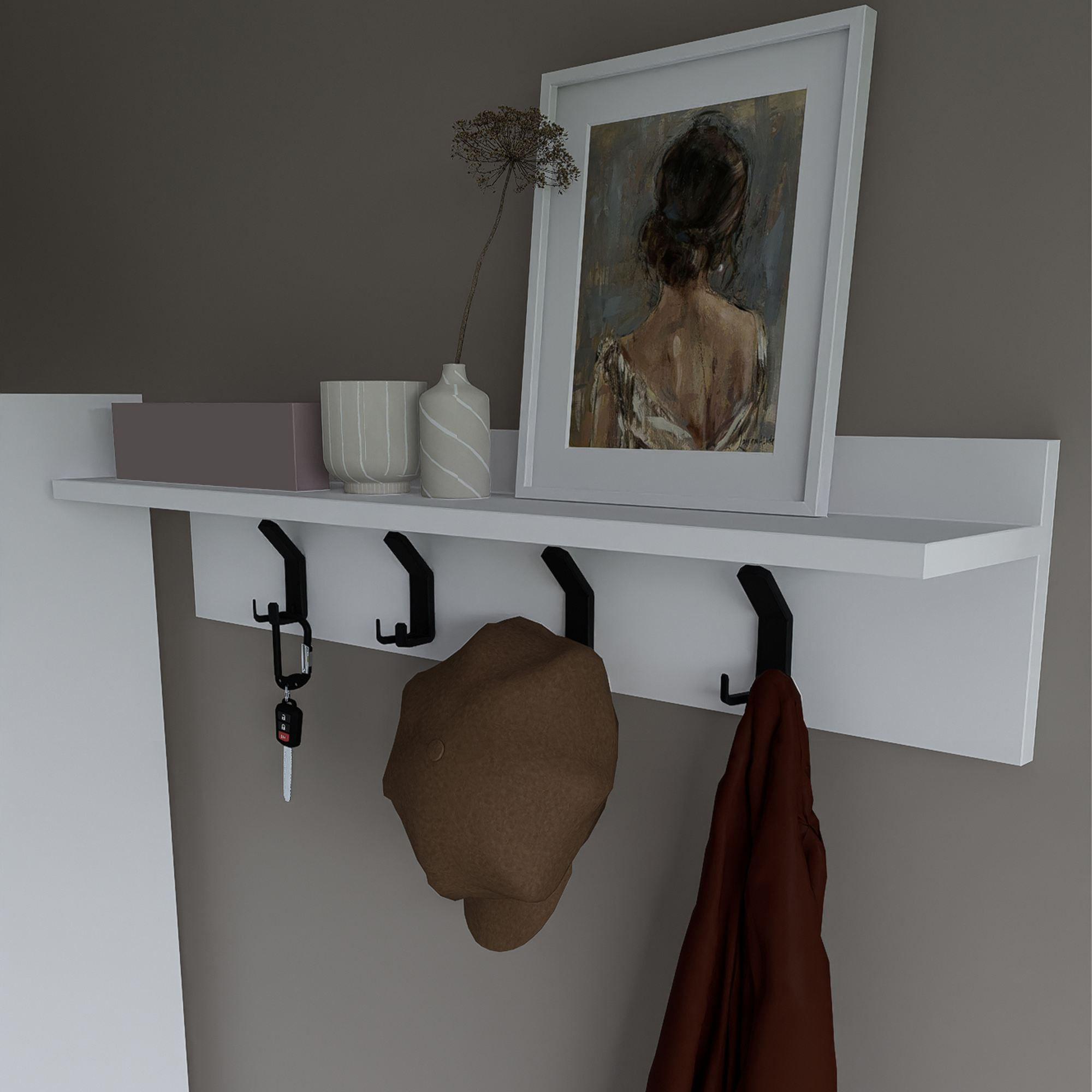 Cuier Hanah Home, PAL melaminat, 90 x 20 cm, alb, 350MWD1902 — imaginea 4