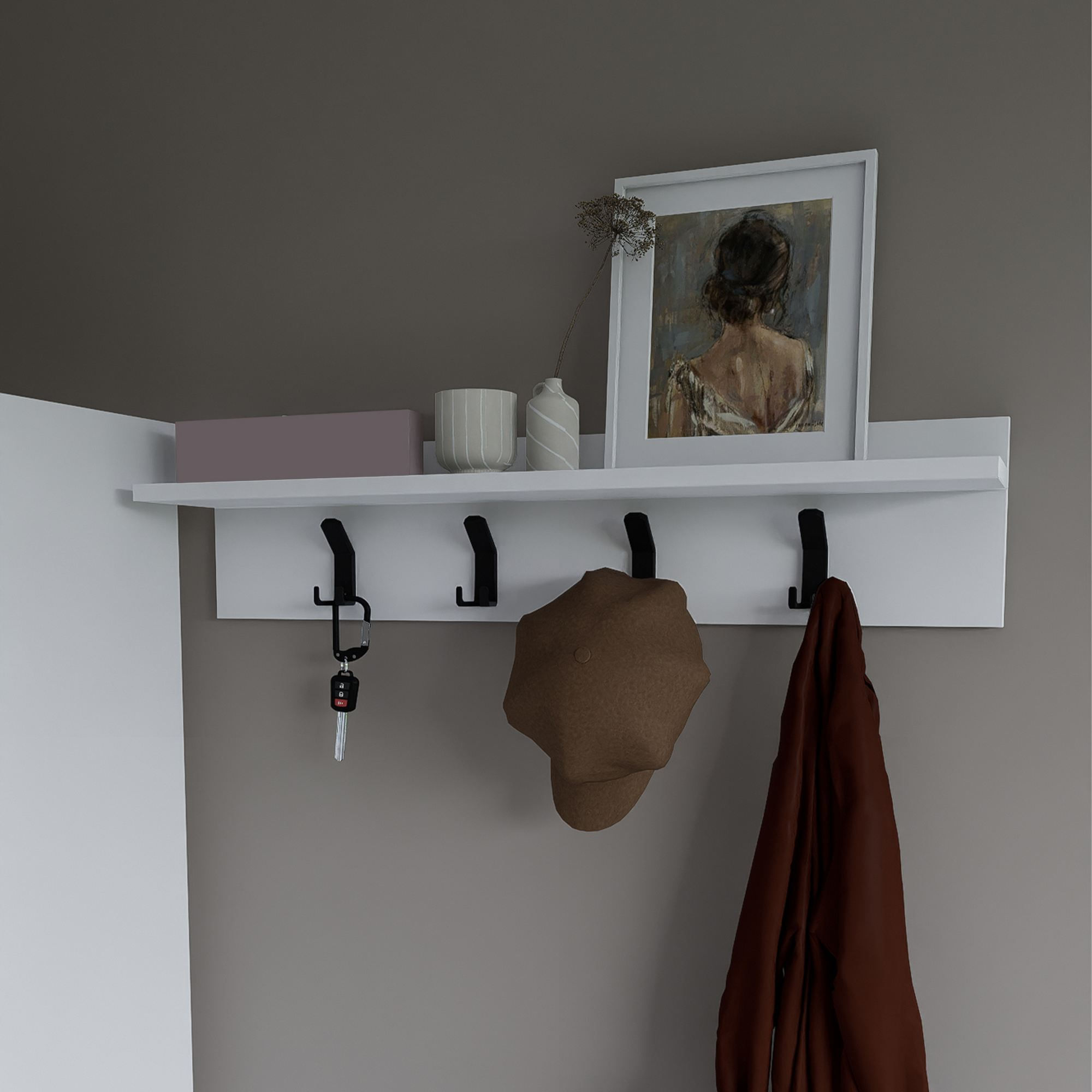 Cuier Hanah Home, PAL melaminat, 90 x 20 cm, alb, 350MWD1902 — imaginea 5