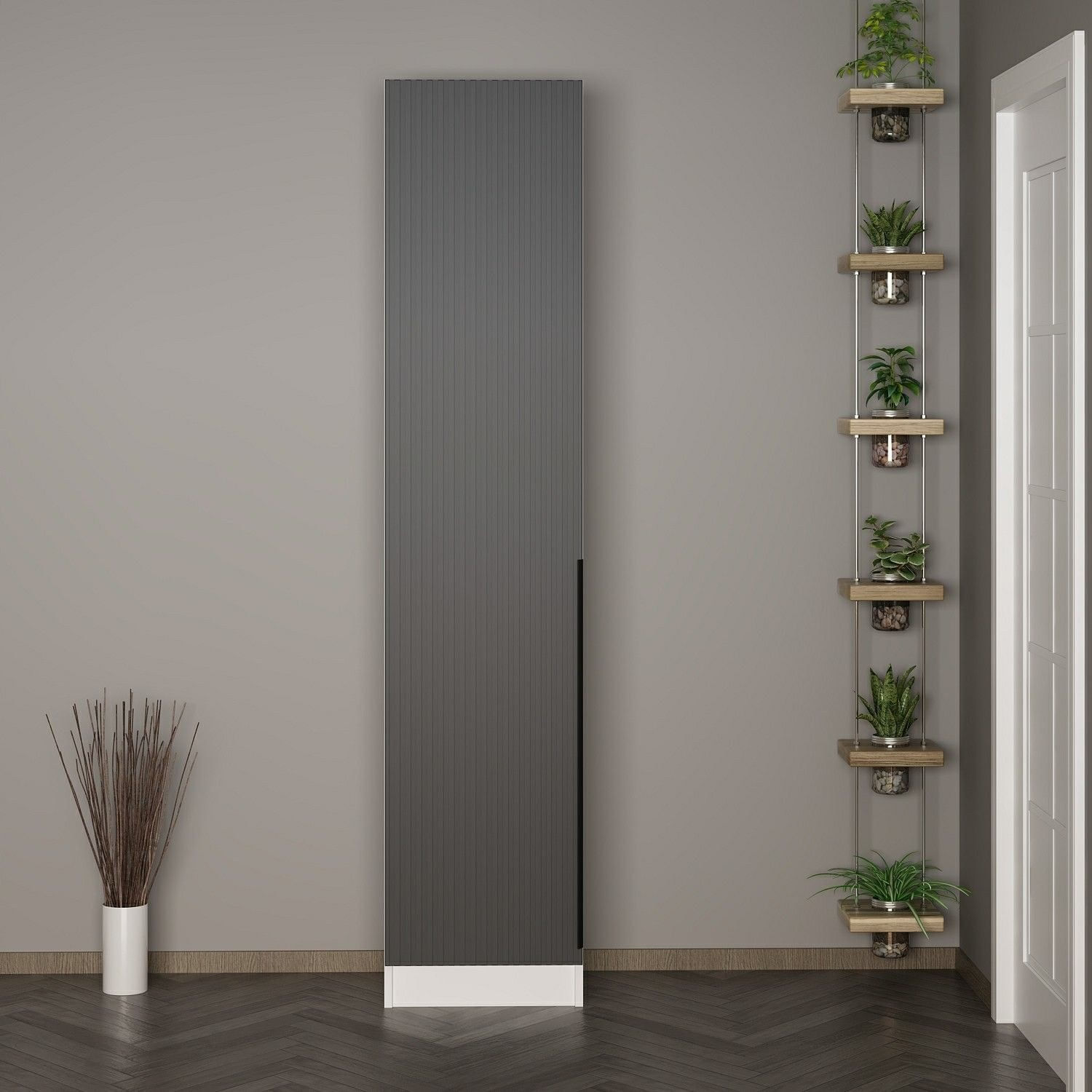 Cuier hol Hanah Home, PAL melaminat, 45 x 35 x 210 cm, antracit, 506MNR3238 — imaginea 7