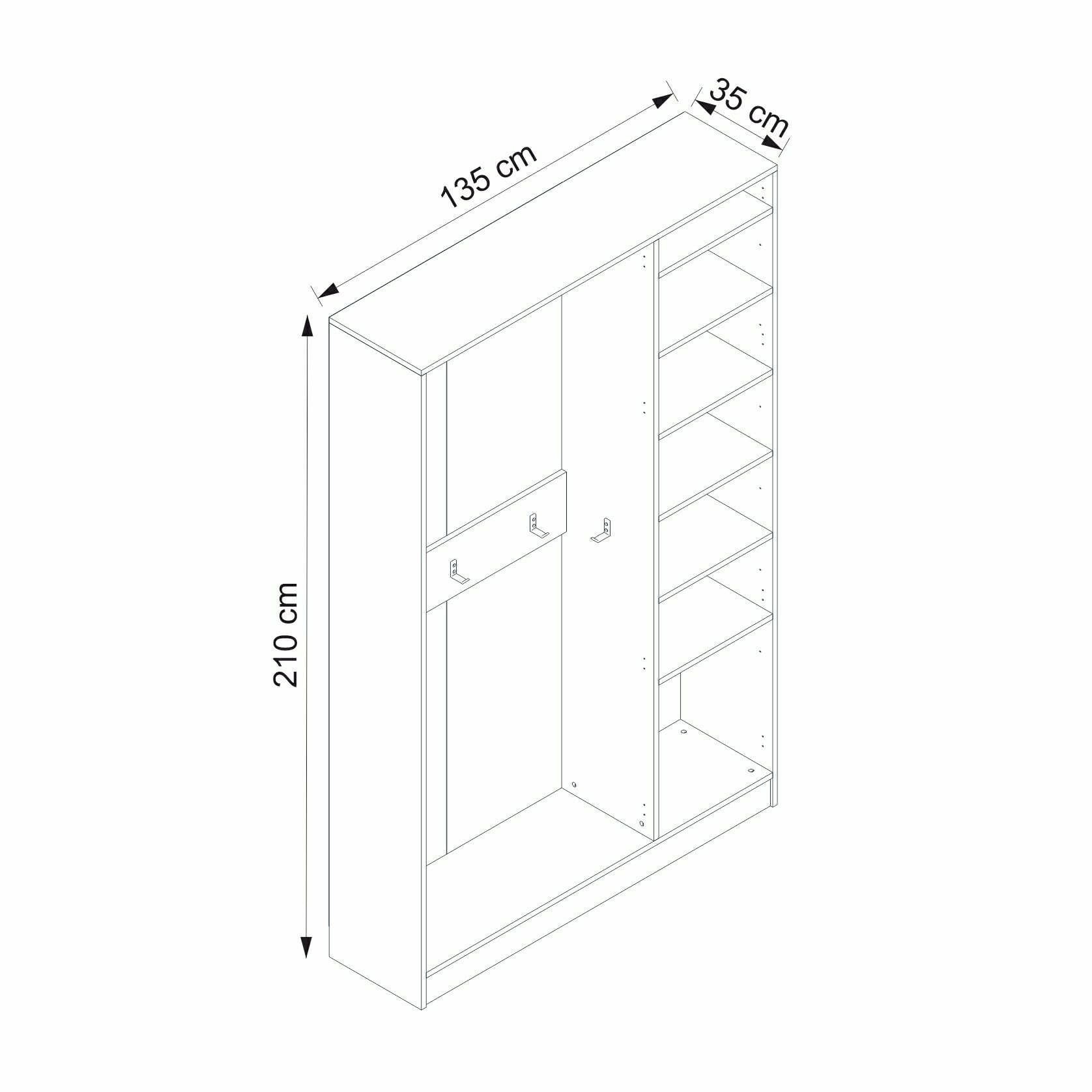 Cuier hol Hanah Home, PAL melaminat, 135 x 35 x 210 cm, alb, 506MNR3218 — imaginea 7