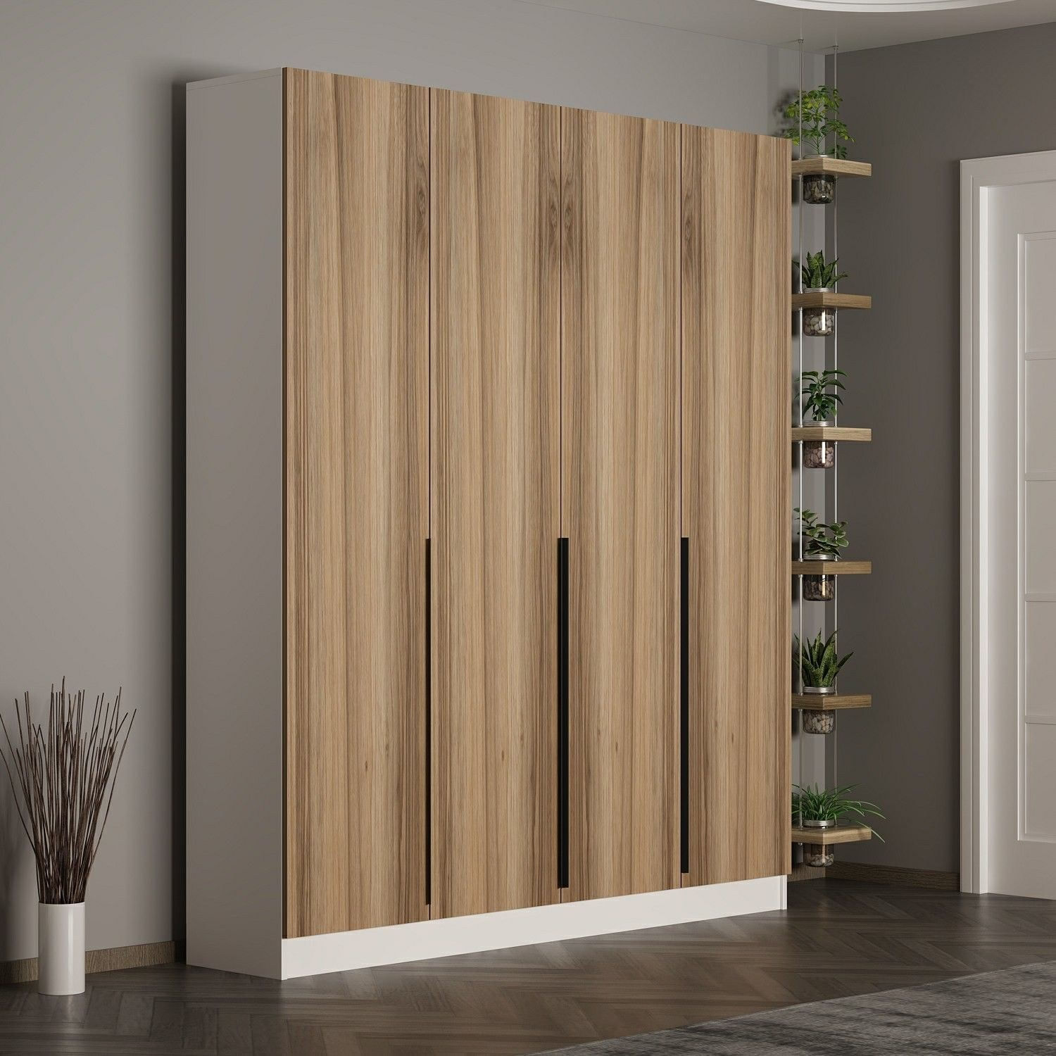 Cuier hol Hanah Home, PAL melaminat, 180 x 35 x 210 cm, nuc, 506MNR3252 — imaginea 2