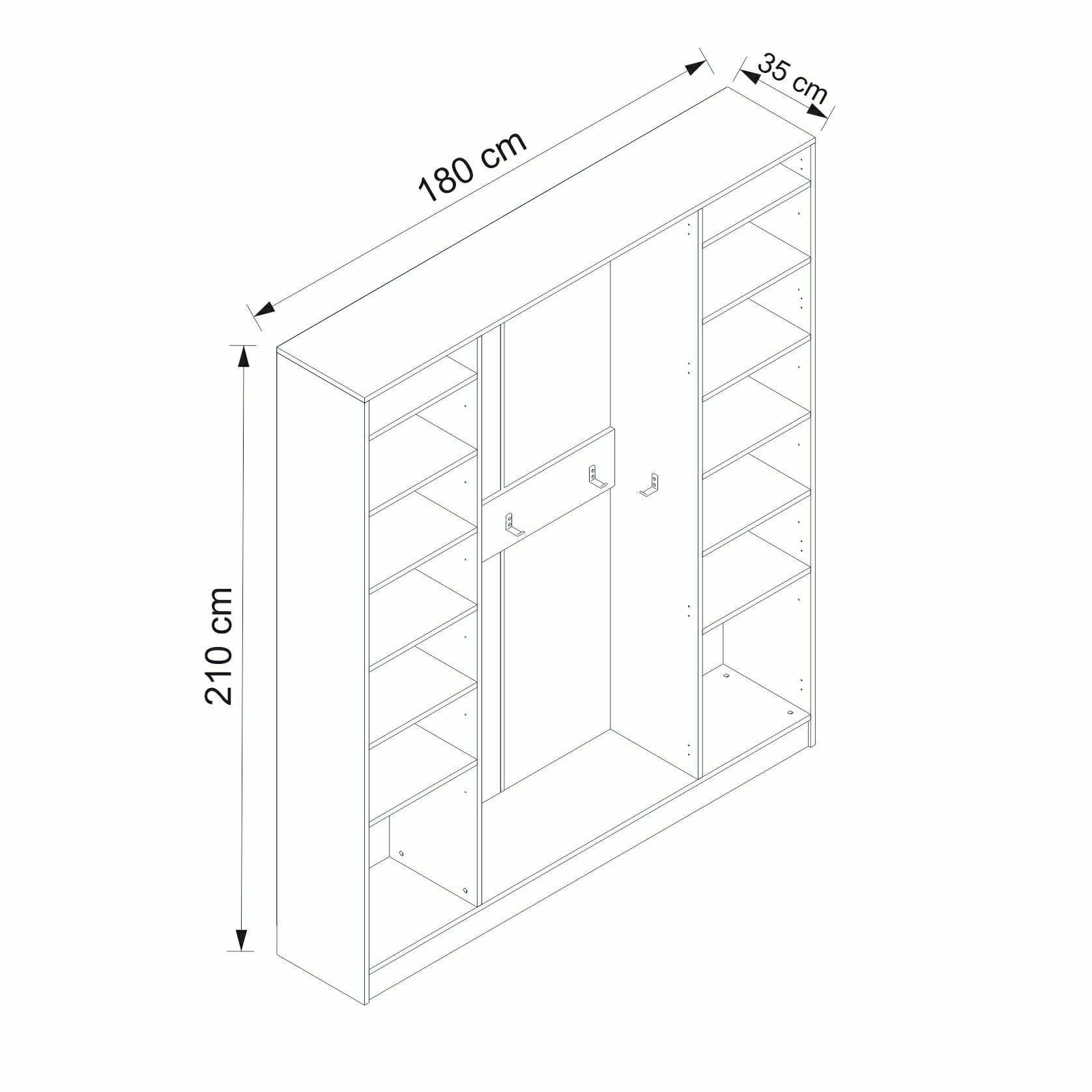 Cuier hol Hanah Home, PAL melaminat, 180 x 35 x 210 cm, nuc, 506MNR3252 — imaginea 5