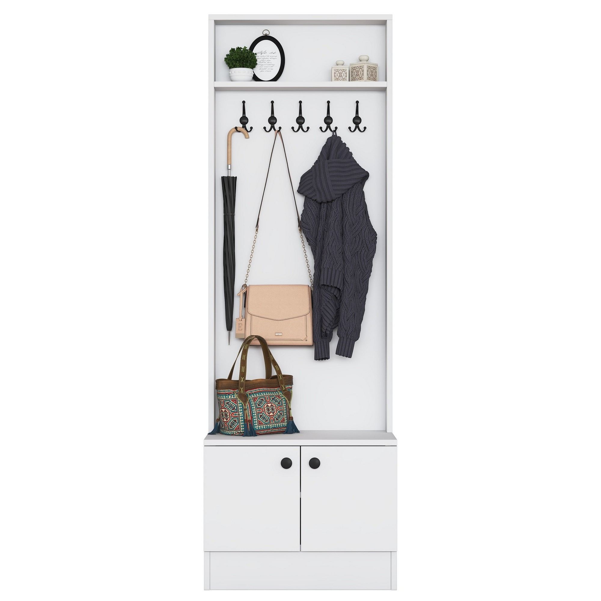 Cuier hol Hanah Home, PAL melaminat, 59.8 x 35.5 x 182.8 cm, alb, 893RAN5462 — imaginea 5