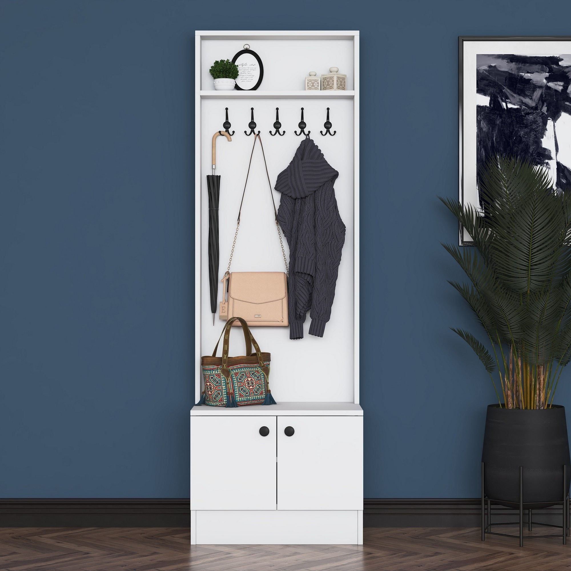 Cuier hol Hanah Home, PAL melaminat, 59.8 x 35.5 x 182.8 cm, alb, 893RAN5462 — imaginea 6