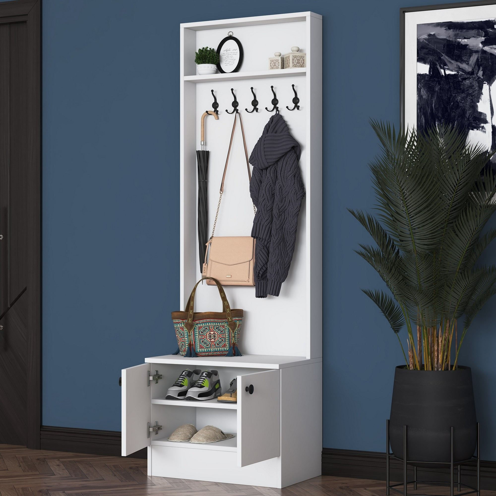 Cuier hol Hanah Home, PAL melaminat, 59.8 x 35.5 x 182.8 cm, alb, 893RAN5462 — imaginea 8