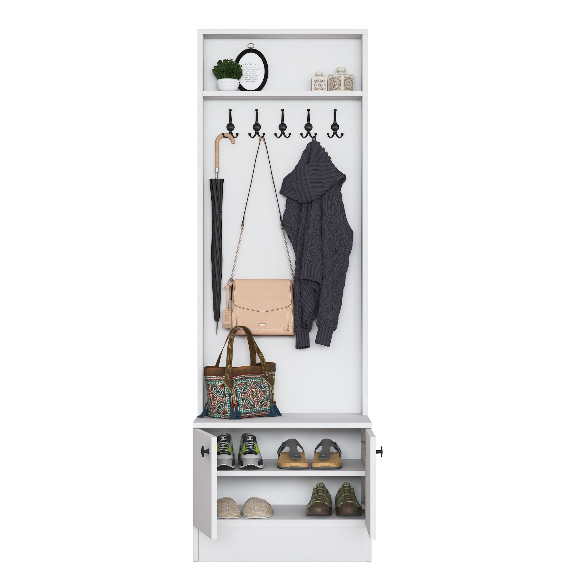 Cuier hol Hanah Home, PAL melaminat, 59.8 x 35.5 x 182.8 cm, alb, 893RAN5462 — imaginea 9