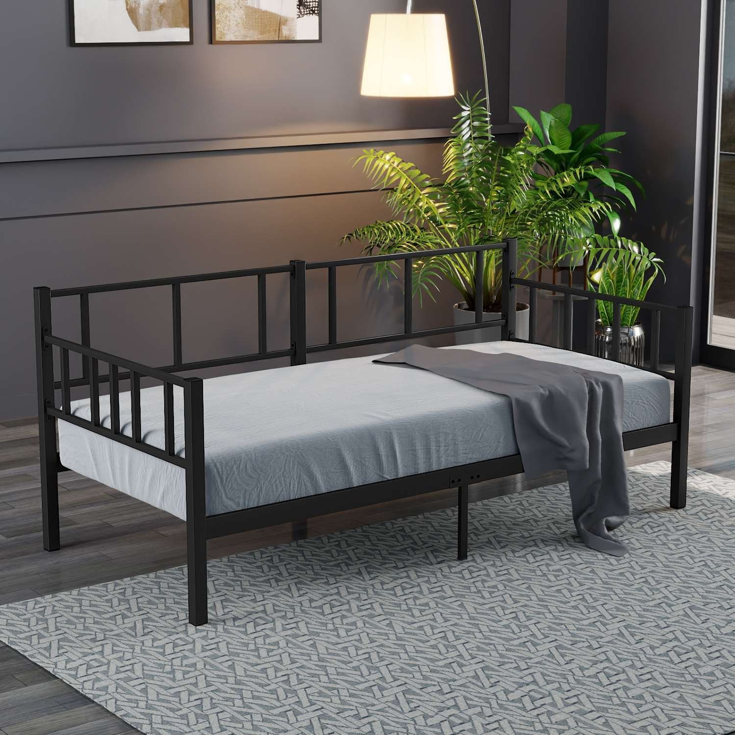 Daybed Hanah Home, metal, 100 x 200 x 83 cm, negru, 837WST1141