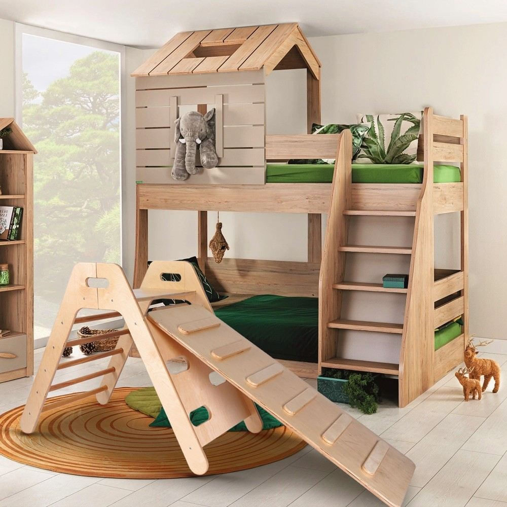 Set Pikler Hanah Home, placaj, 98 x 53 x 72 cm, stejar, 160RSW1122