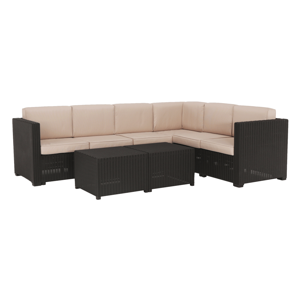 Set de gradina din rattan 3 piese maro/bej RODEN