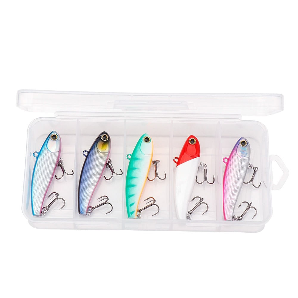 Set 5 voblere 60mm 10g, vibratie puternica, scufundare toata adancimea, stiuca somn salau, momeli
