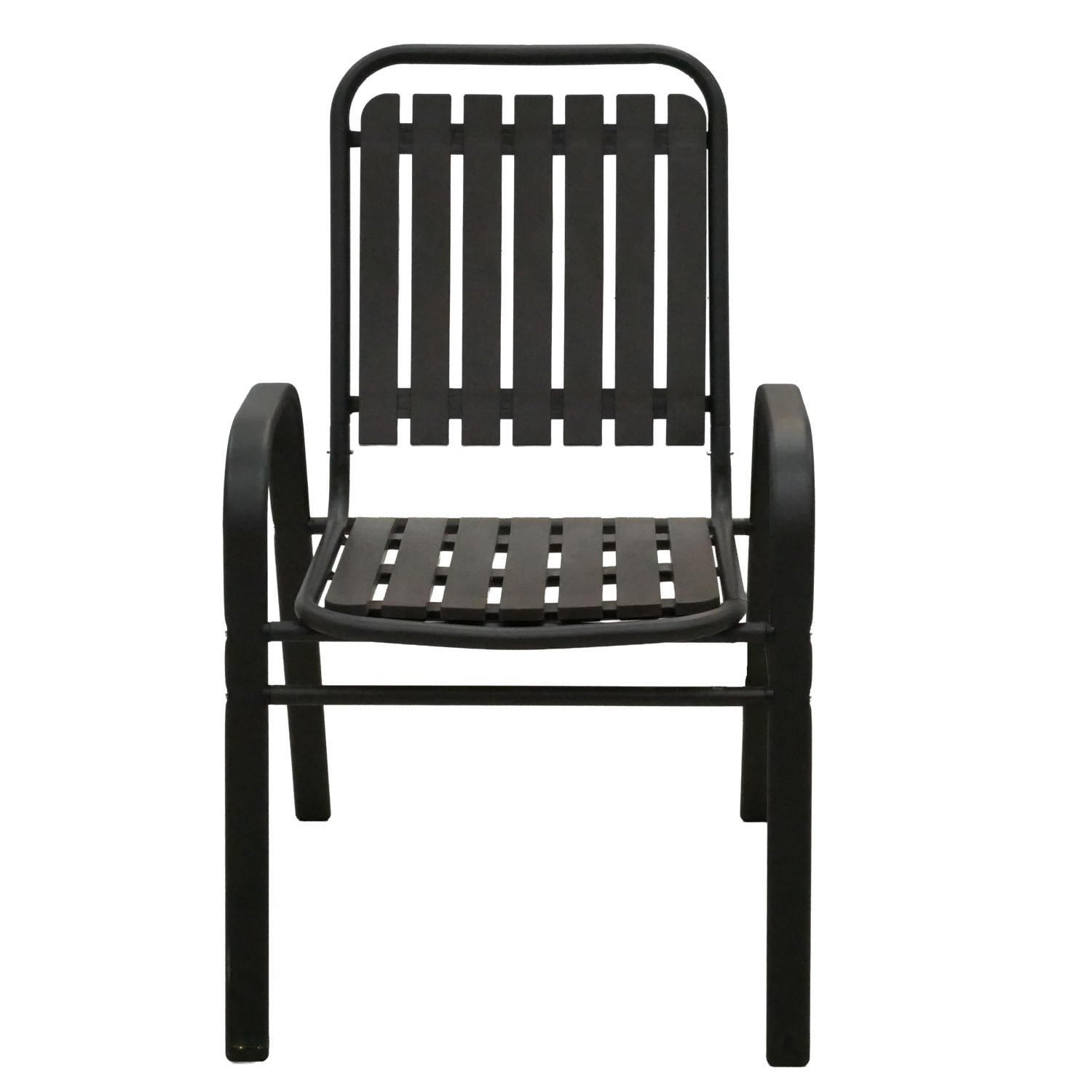 Set 2 scaune de gradina cu brate, PP si cadru metalic, 56x63x89 cm, maro — imaginea 4