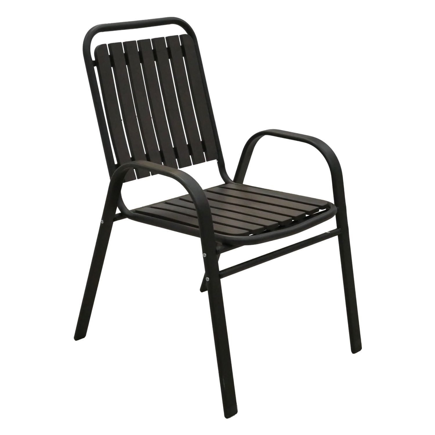Set 2 scaune de gradina cu brate, PP si cadru metalic, 56x63x89 cm, maro — imaginea 6