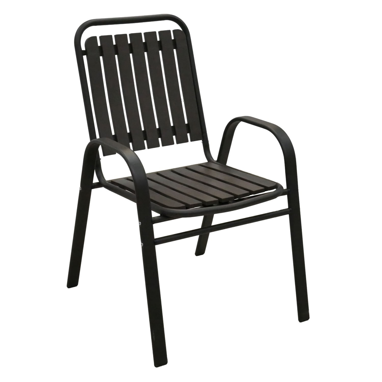 Set 2 scaune de gradina cu brate, PP si cadru metalic, 56x63x89 cm, maro — imaginea 13