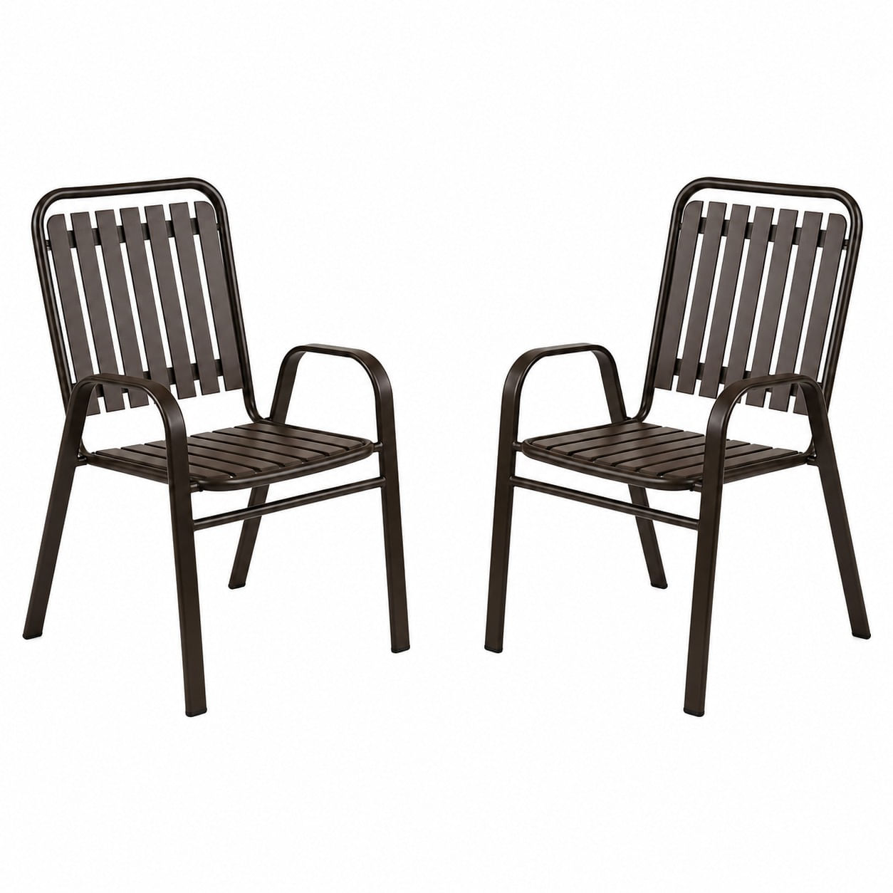 Set 2 scaune de gradina cu brate, PP si cadru metalic, 56x63x89 cm, maro — imaginea 17
