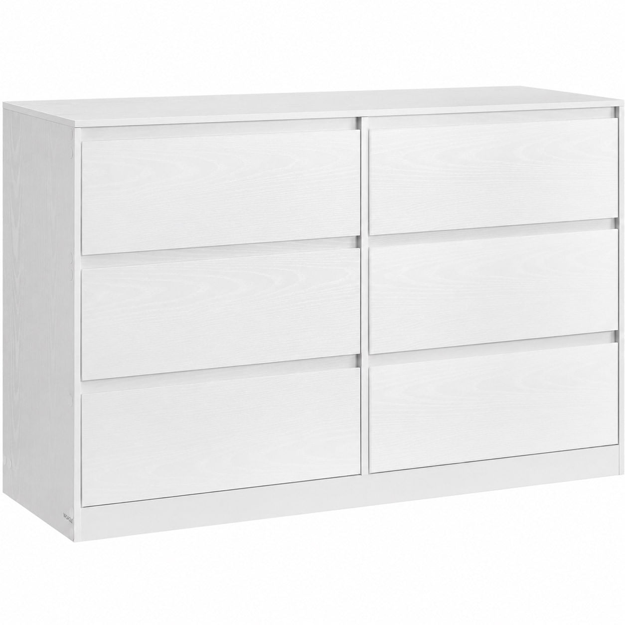 Comoda cu 6 sertare, design modern minimalist, PAL si MDF, 119x40x75 cm, alb — imaginea 2