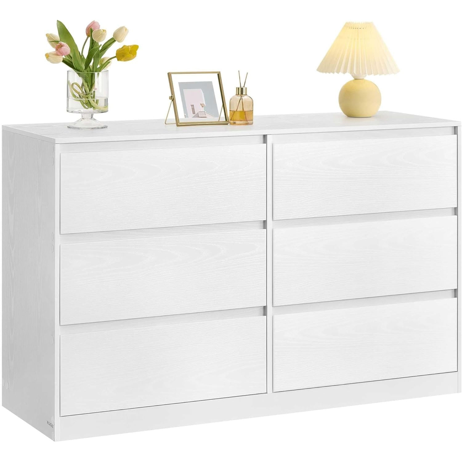 Comoda cu 6 sertare, design modern minimalist, PAL si MDF, 119x40x75 cm, alb — imaginea 4