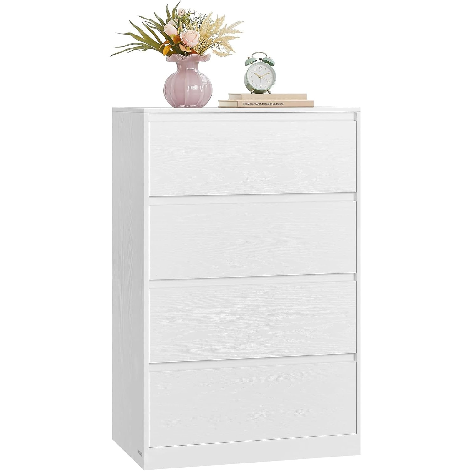 Comoda cu 4 sertare, design modern minimalist, PAL si MDF, 60x40x97 cm, alb — imaginea 3