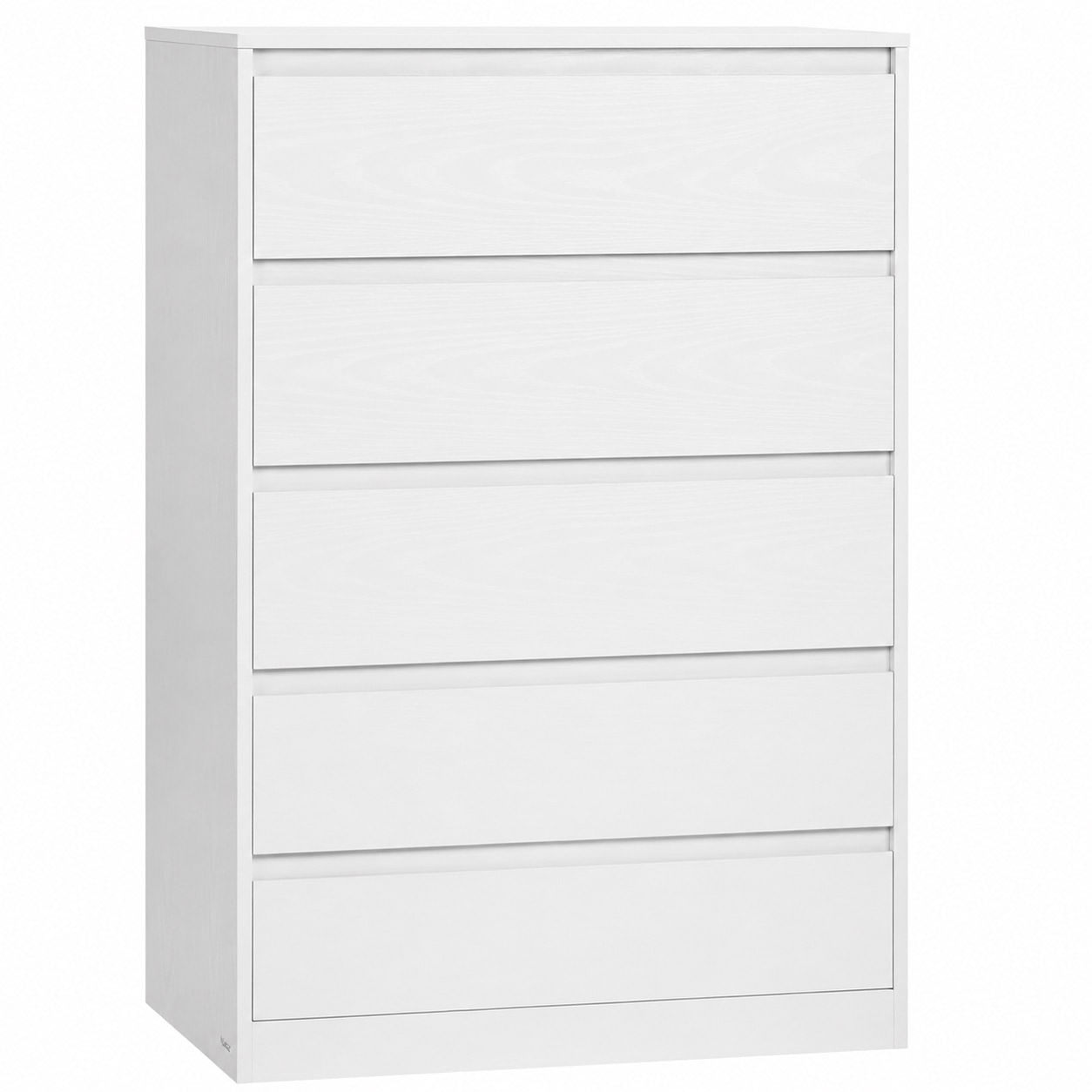 Comoda cu 5 sertare, design modern minimalist, PAL si MDF, 60x40x97 cm, alb — imaginea 2