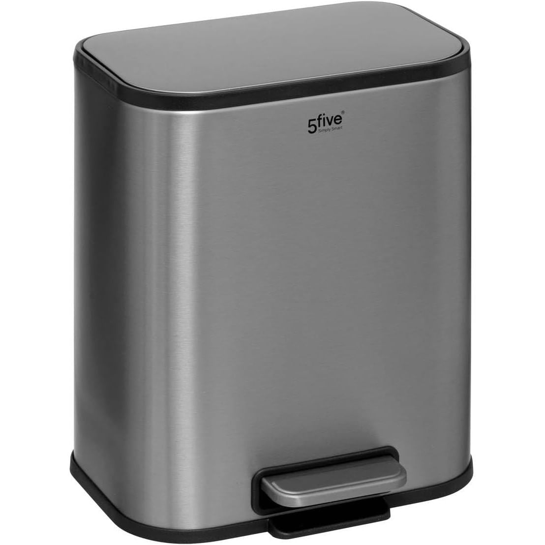 Cos de gunoi cu pedala din otel inoxidabil mat, 5L, galeata interioara detasabila, 24x20x29 cm, gri