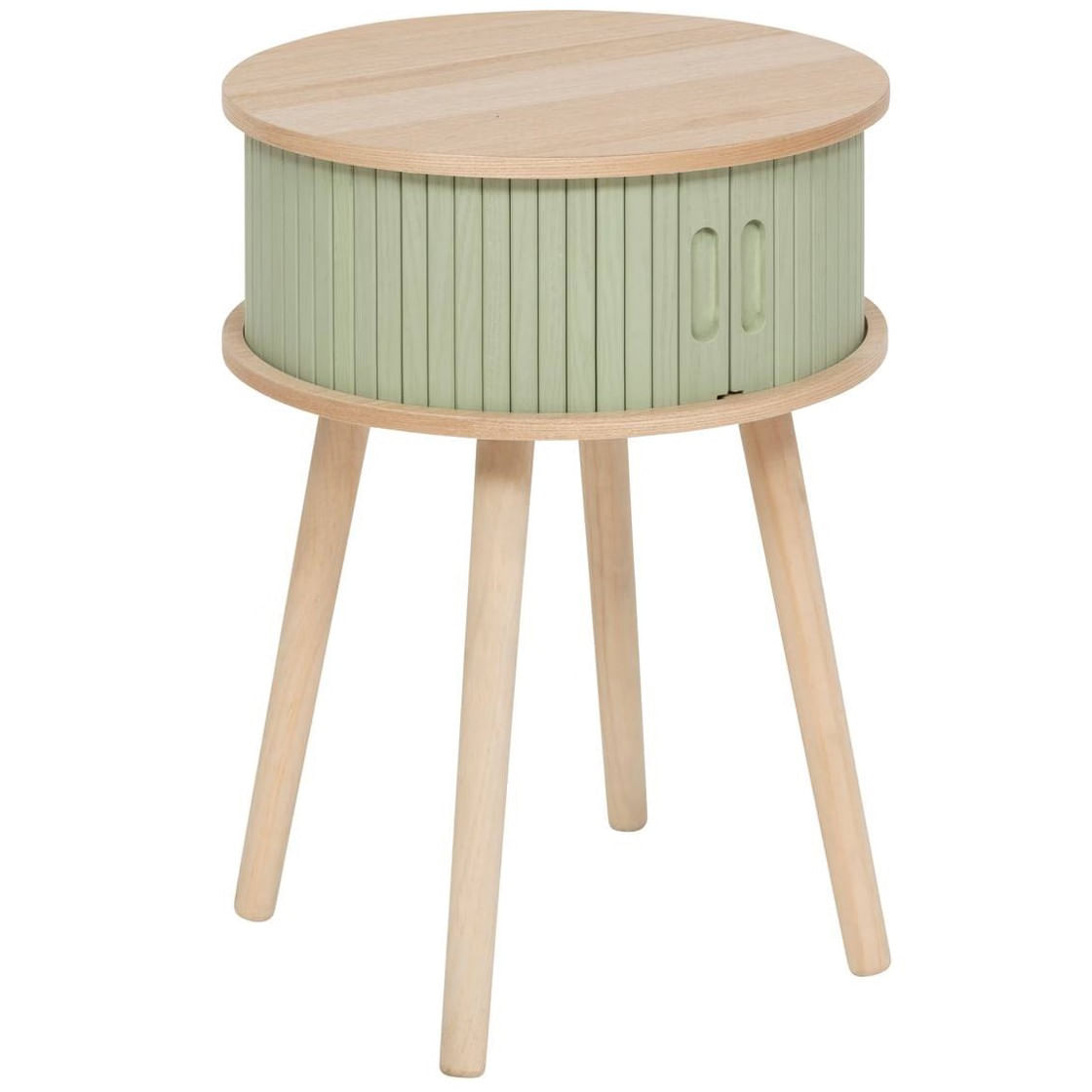 Noptiera rotunda Nysos cu 2 usi glisante si raft interior, 40x54 cm, verde — imaginea 2