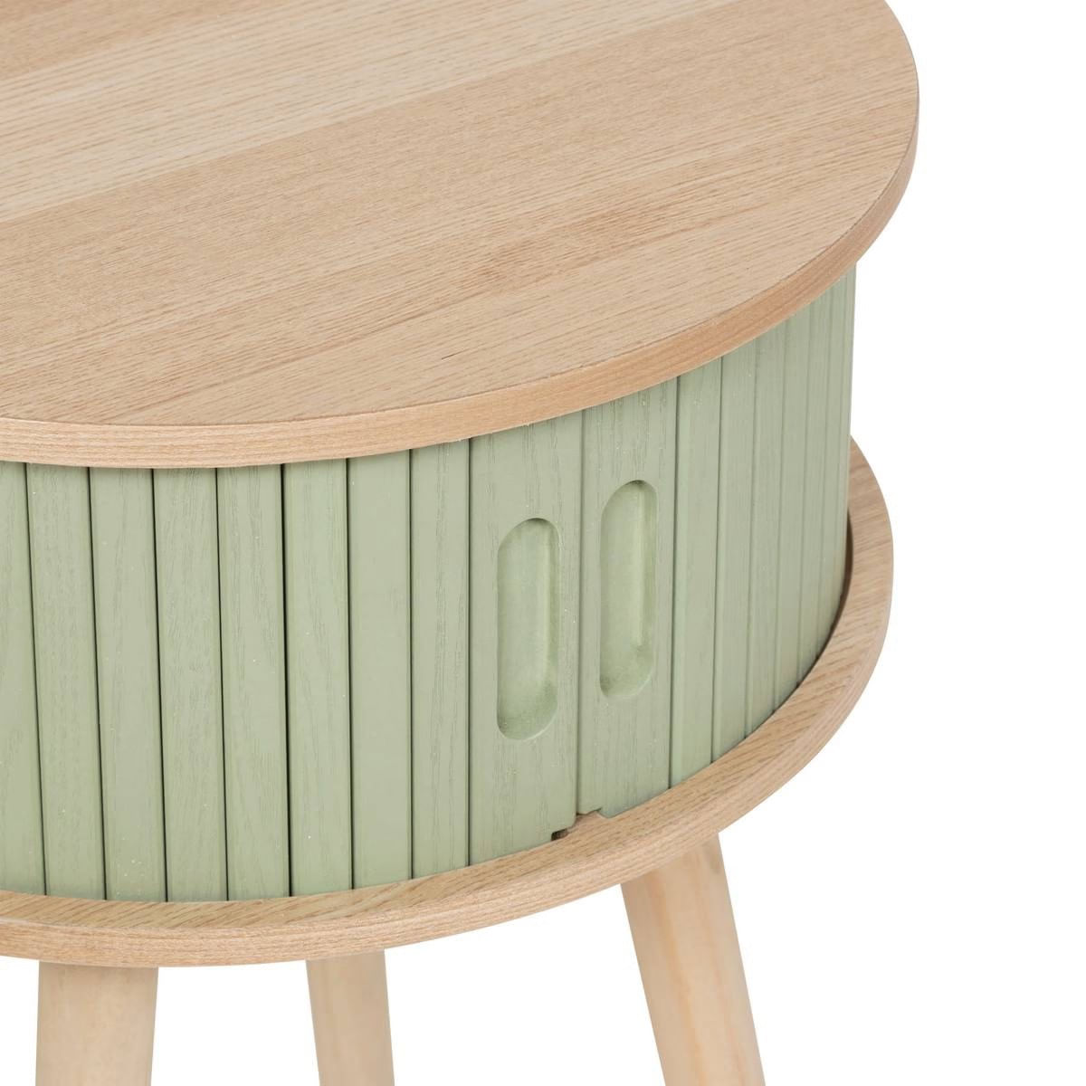 Noptiera rotunda Nysos cu 2 usi glisante si raft interior, 40x54 cm, verde — imaginea 3