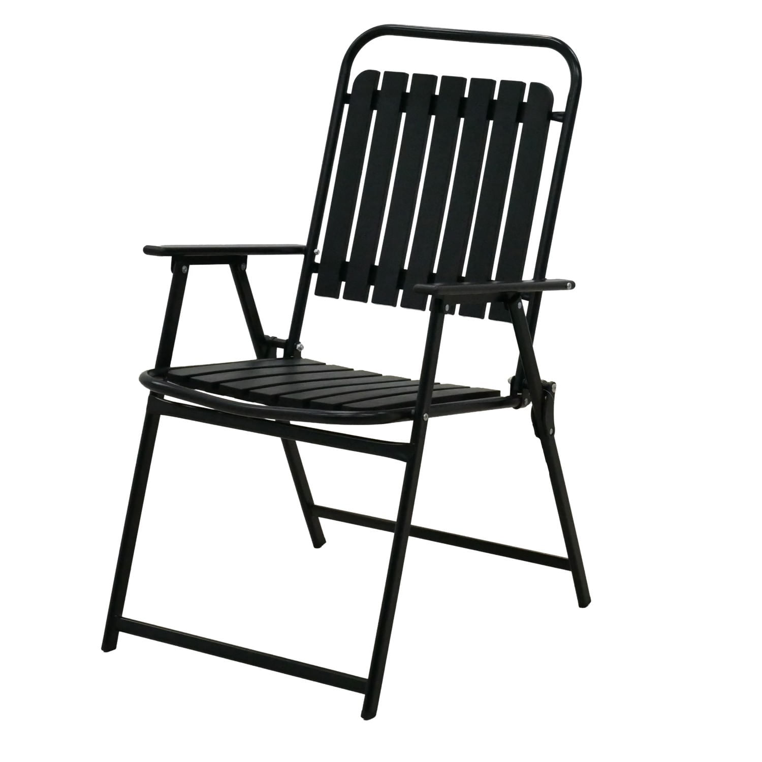 Scaun gradina pliabil cu cadru metalic si sezut PP, maxim 110 kg, 63x55x90 cm, negru — imaginea 2