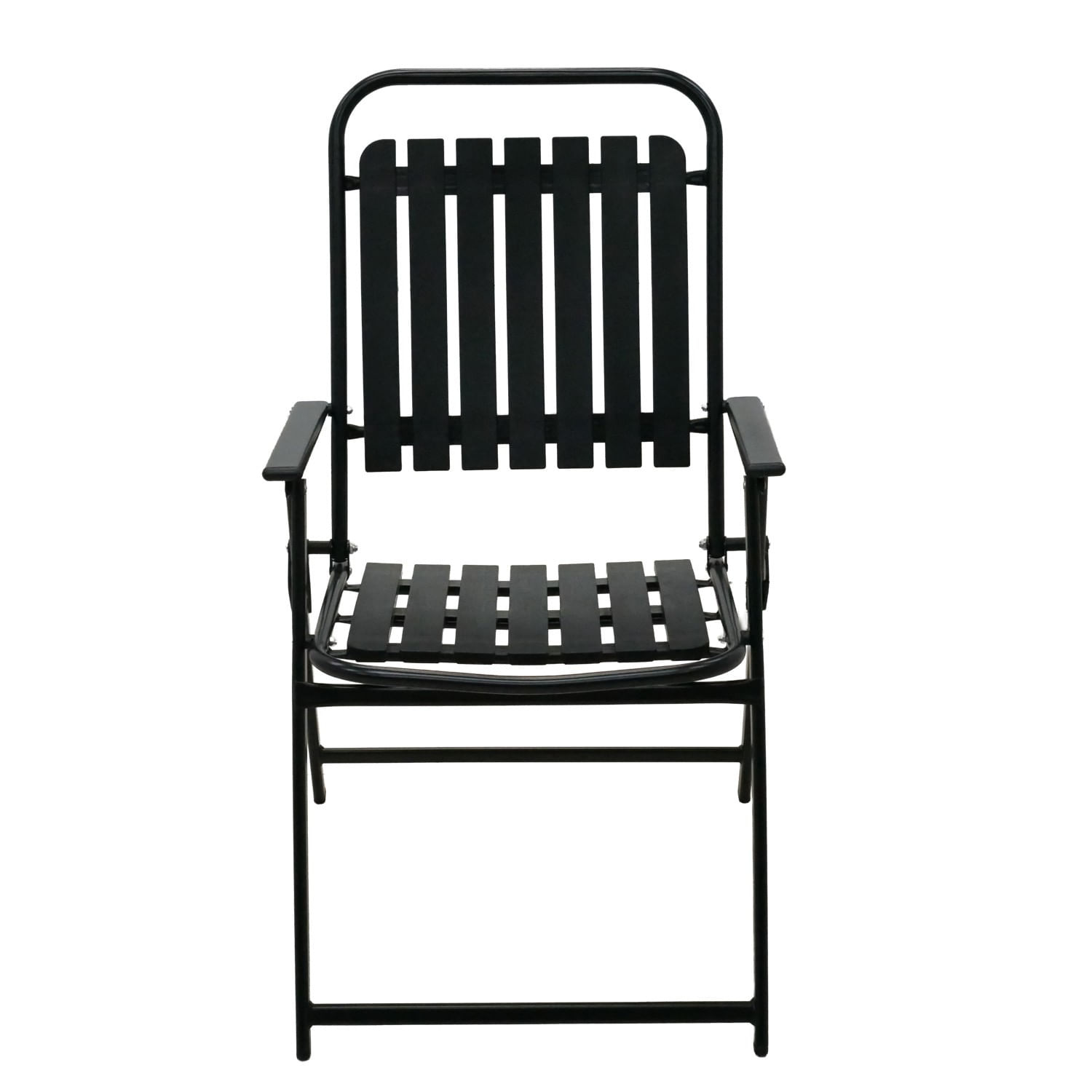 Scaun gradina pliabil cu cadru metalic si sezut PP, maxim 110 kg, 63x55x90 cm, negru — imaginea 3