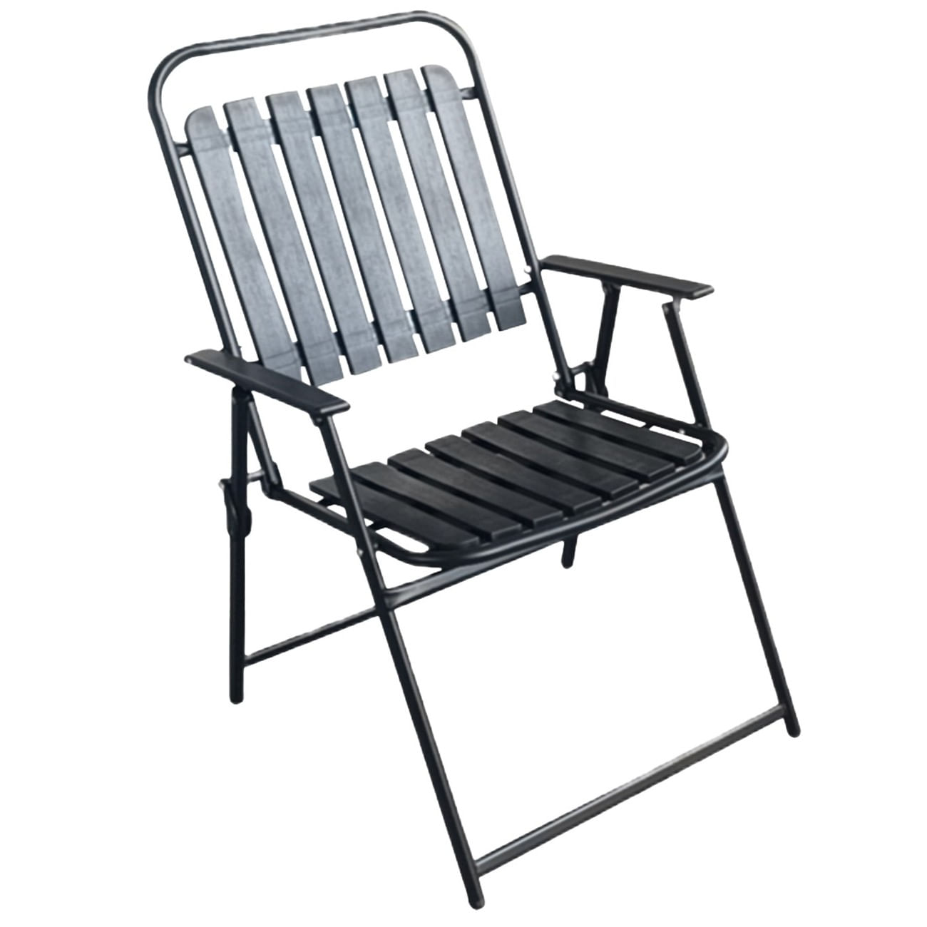 Scaun gradina pliabil cu cadru metalic si sezut PP, maxim 110 kg, 63x55x90 cm, negru — imaginea 4