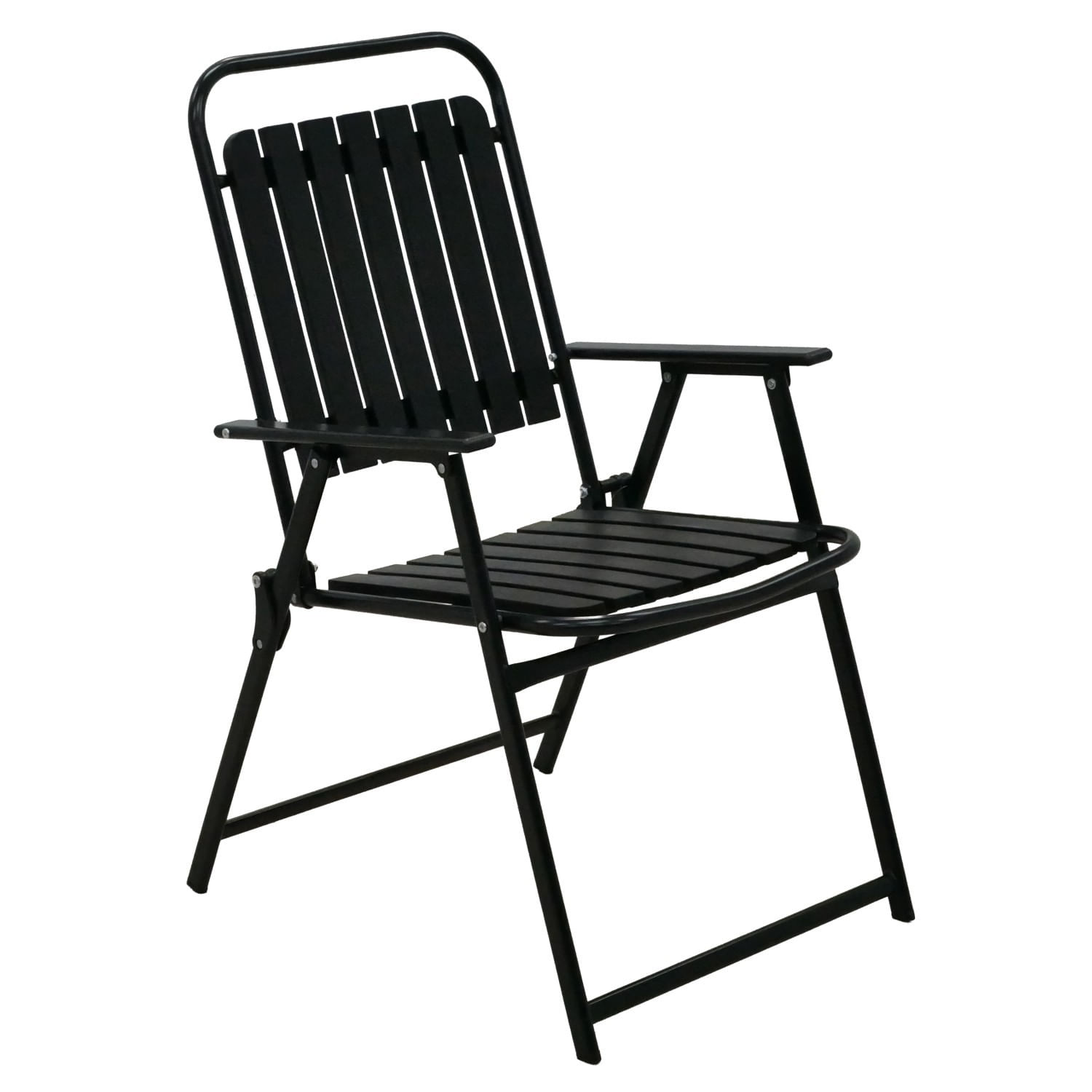 Scaun gradina pliabil cu cadru metalic si sezut PP, maxim 110 kg, 63x55x90 cm, negru — imaginea 5