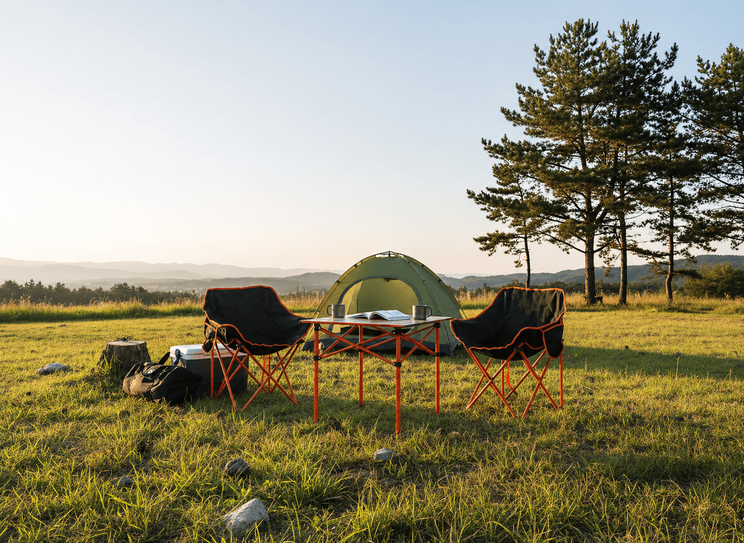Set camping pliabil masa si 2 scaune, cadru otel, material Oxford 600D, 55x47x66 cm, negru — imaginea 7
