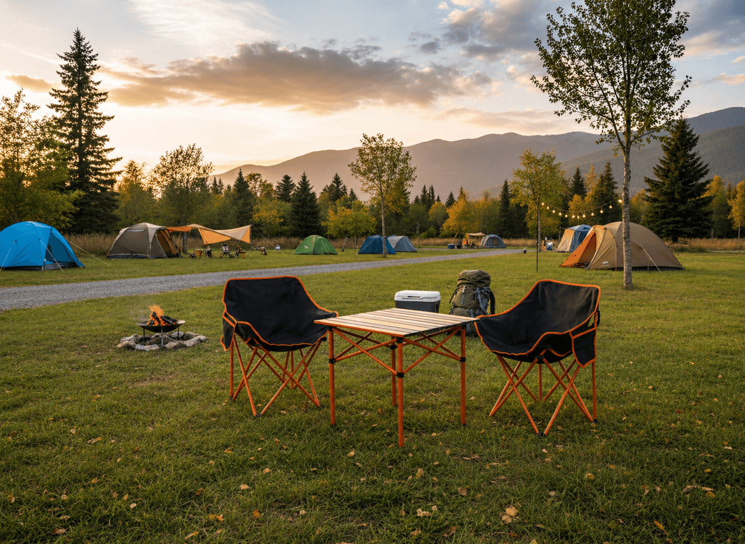 Set camping pliabil masa si 2 scaune, cadru otel, material Oxford 600D, 55x47x66 cm, negru — imaginea 12