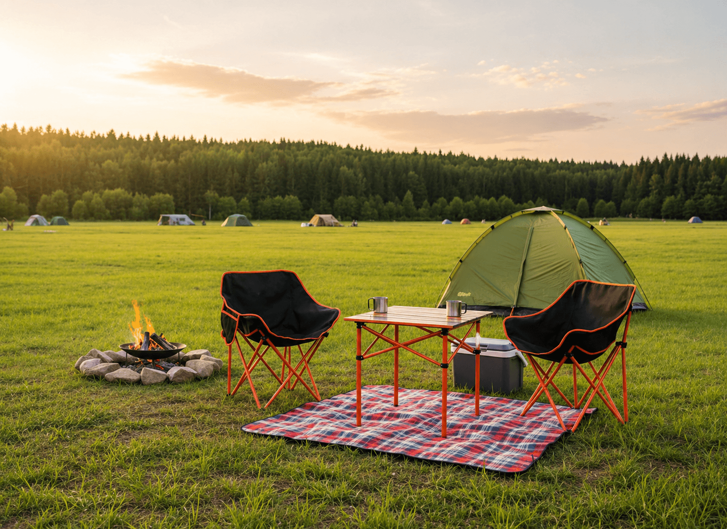 Set camping pliabil masa si 2 scaune, cadru otel, material Oxford 600D, 55x47x66 cm, negru — imaginea 13