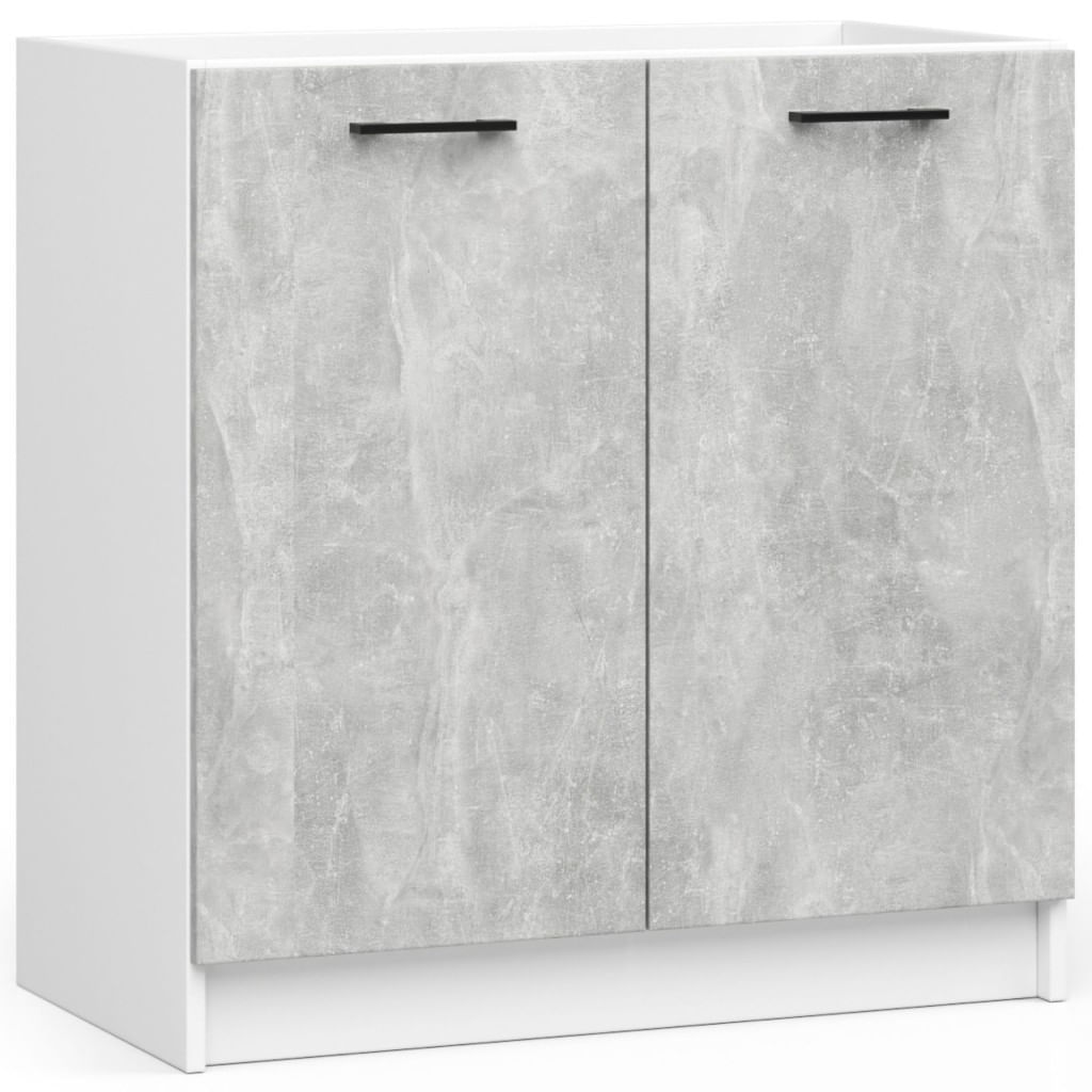 Set mobila bucatarie Olivia 180 cm, cu blat stejar sonoma, PAL laminat, 5 corpuri, 180x46x203 cm, alb si gri beton — imaginea 4