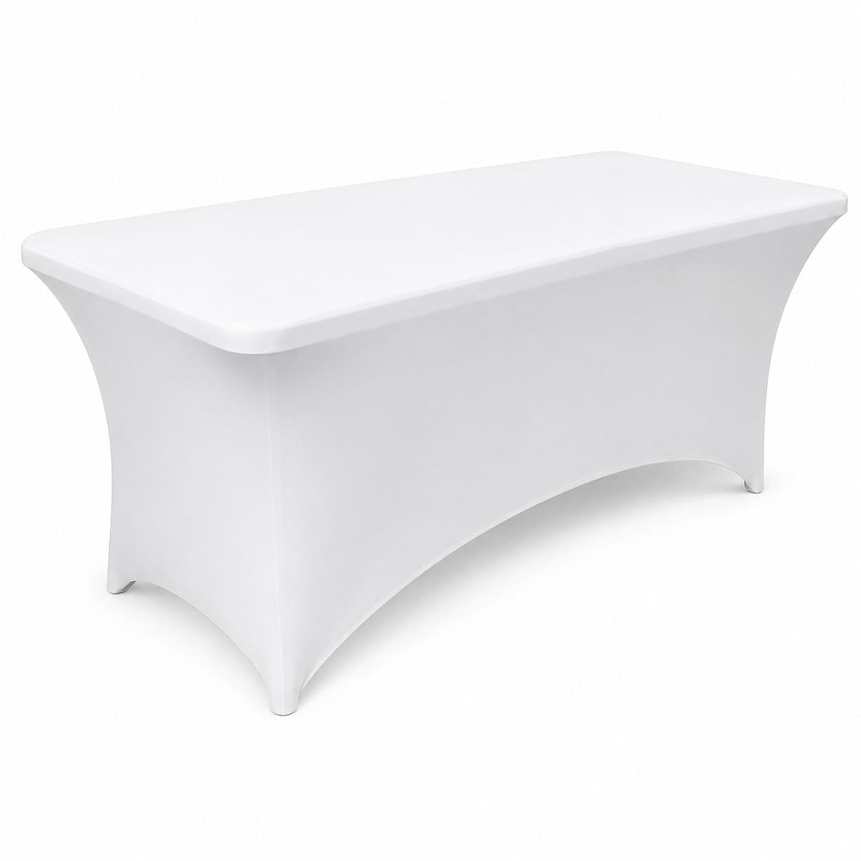 Husa elastica pentru masa gradina sau evenimente, poliester si spandex, 240x76x74 cm, alb — imaginea 7