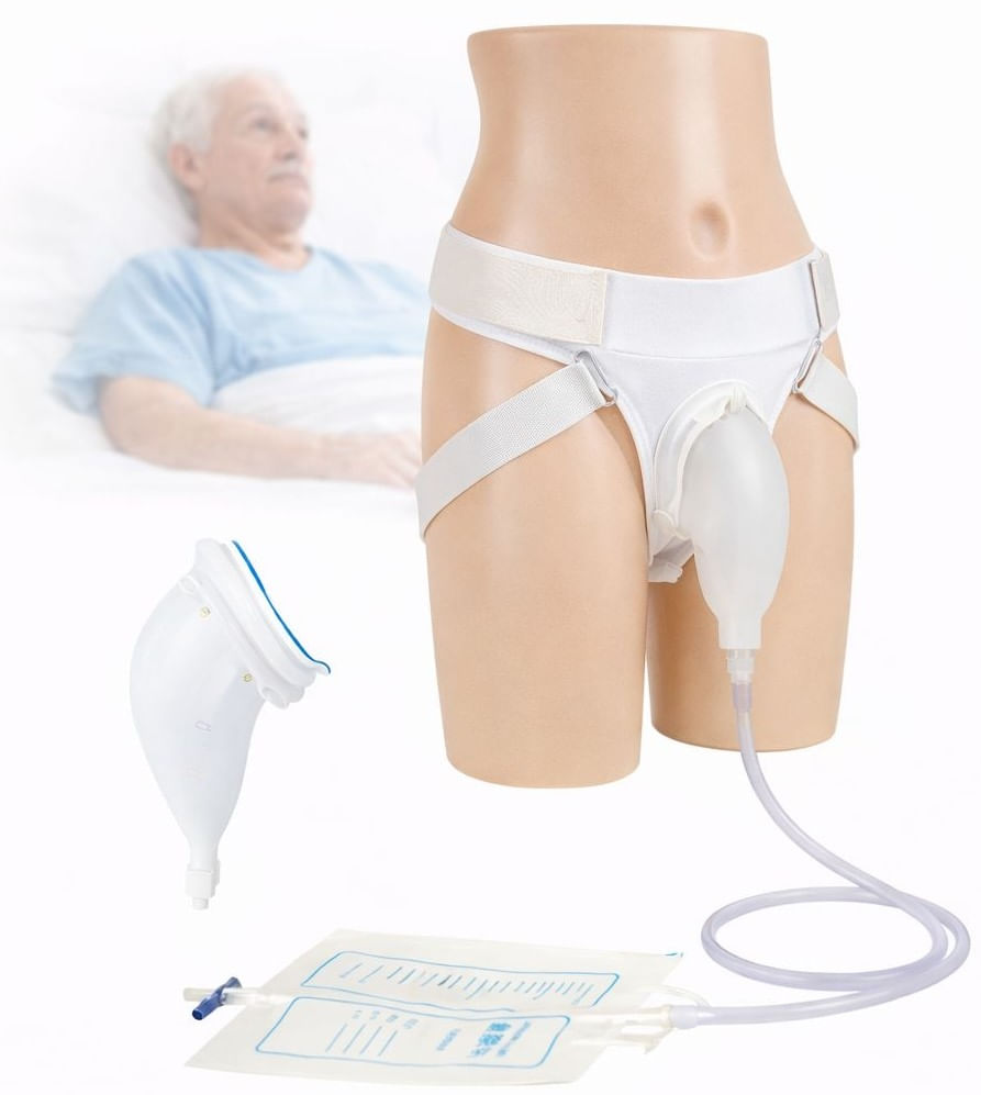 Kit incontinenta urinara pentru barbati seniori, sistem de colectare cu pungi 1000 ml si 2000 ml, Marime ajustabila