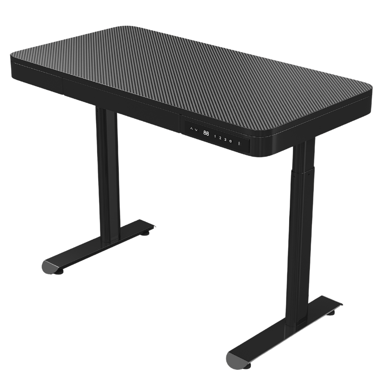 Birou Reglabil Electric inaltime, QOVA®, Sertar depozitare, USB-A & USB-C, Inaltime Ajustabila 72-117cm, Carbon Premium