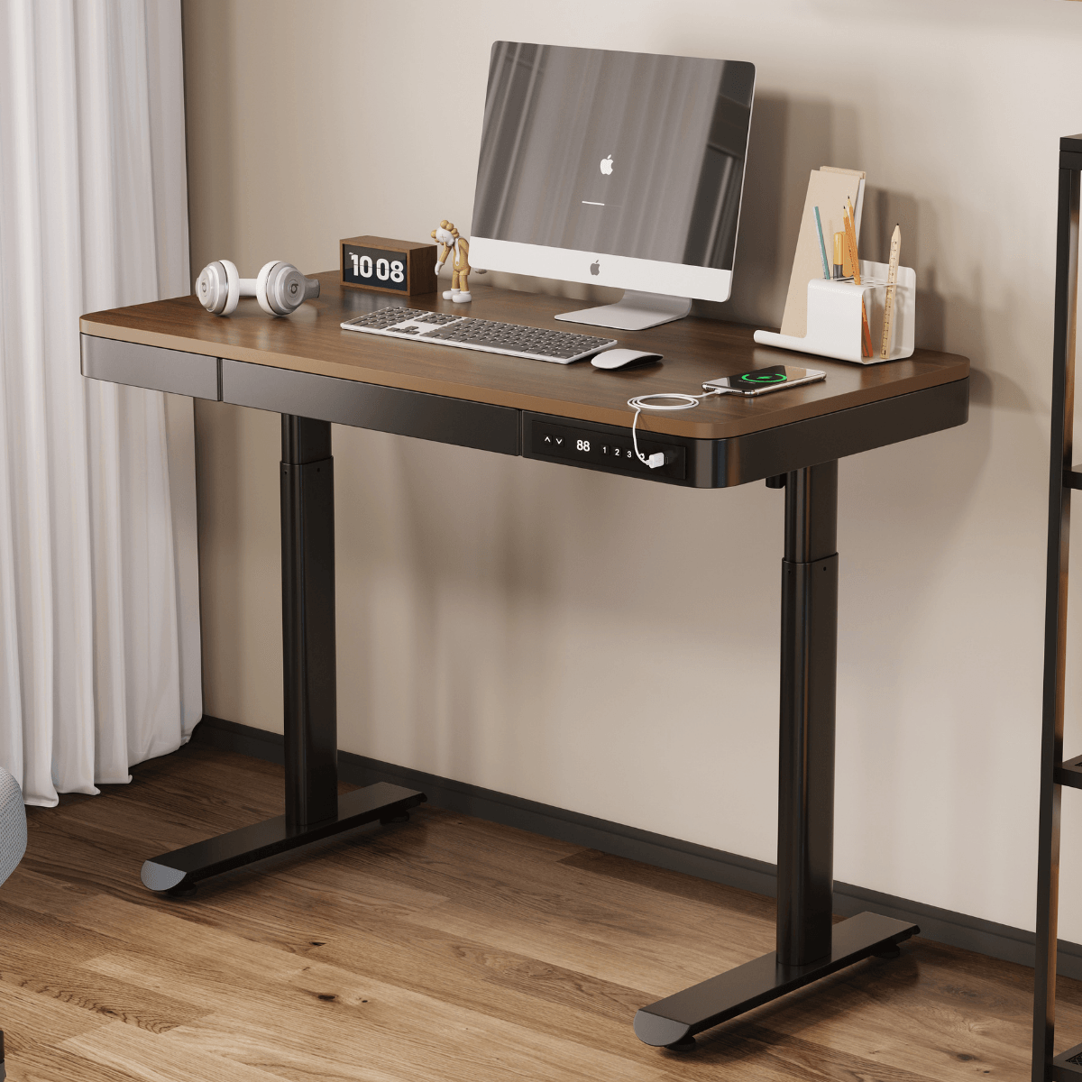 Birou Reglabil Electric pe inaltime, QOVA®, cu Sertar depozitare, Porturi USB-A & USB-C pentru incarcare, Ajustabila — imaginea 7