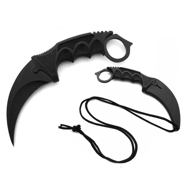 Set cutit karambit si spray paralizant chili DEPOX®, 19 cm/60 ml, Negru