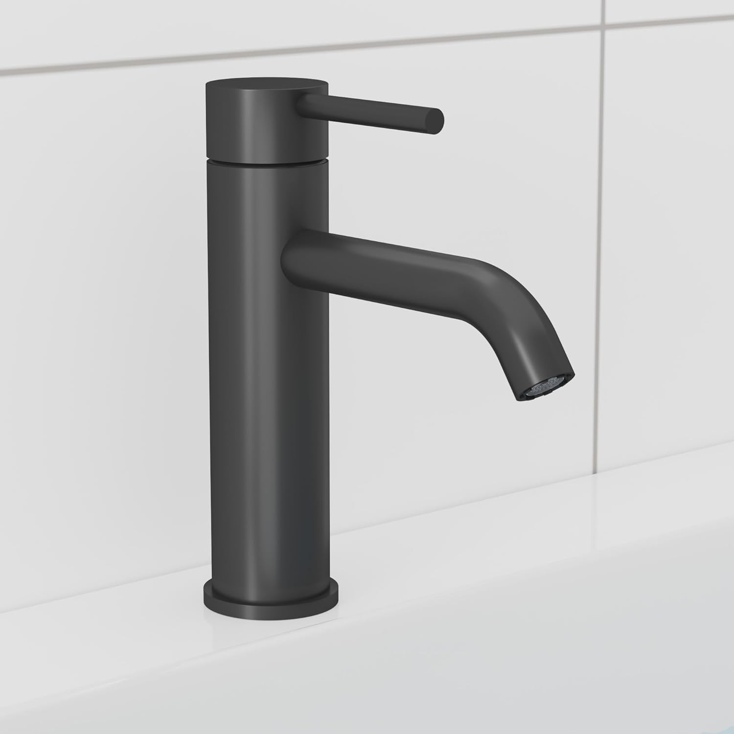 Robinet de chiuveta baie negru, rotund, inaltime 18 cm — imaginea 2