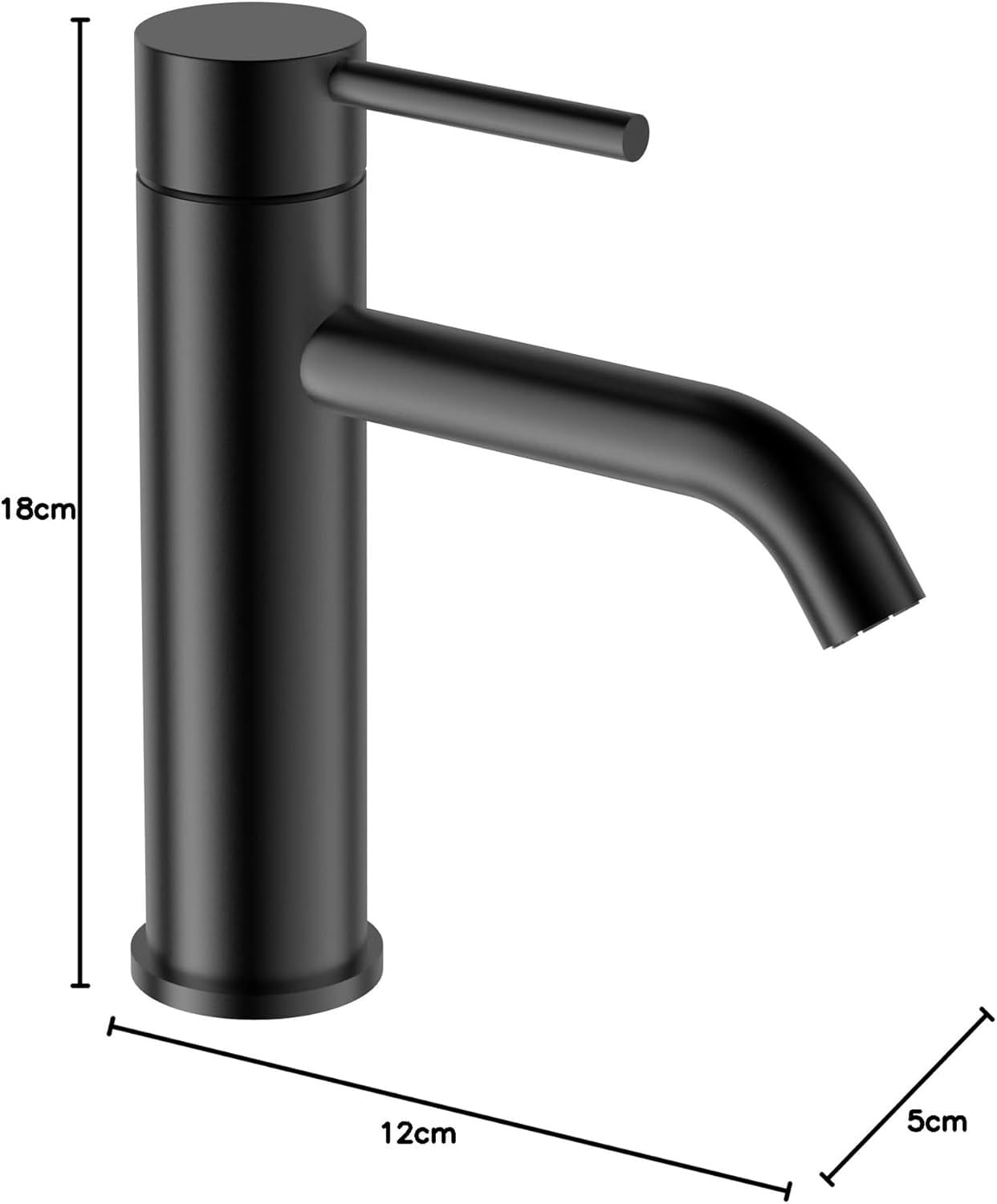 Robinet de chiuveta baie negru, rotund, inaltime 18 cm — imaginea 3