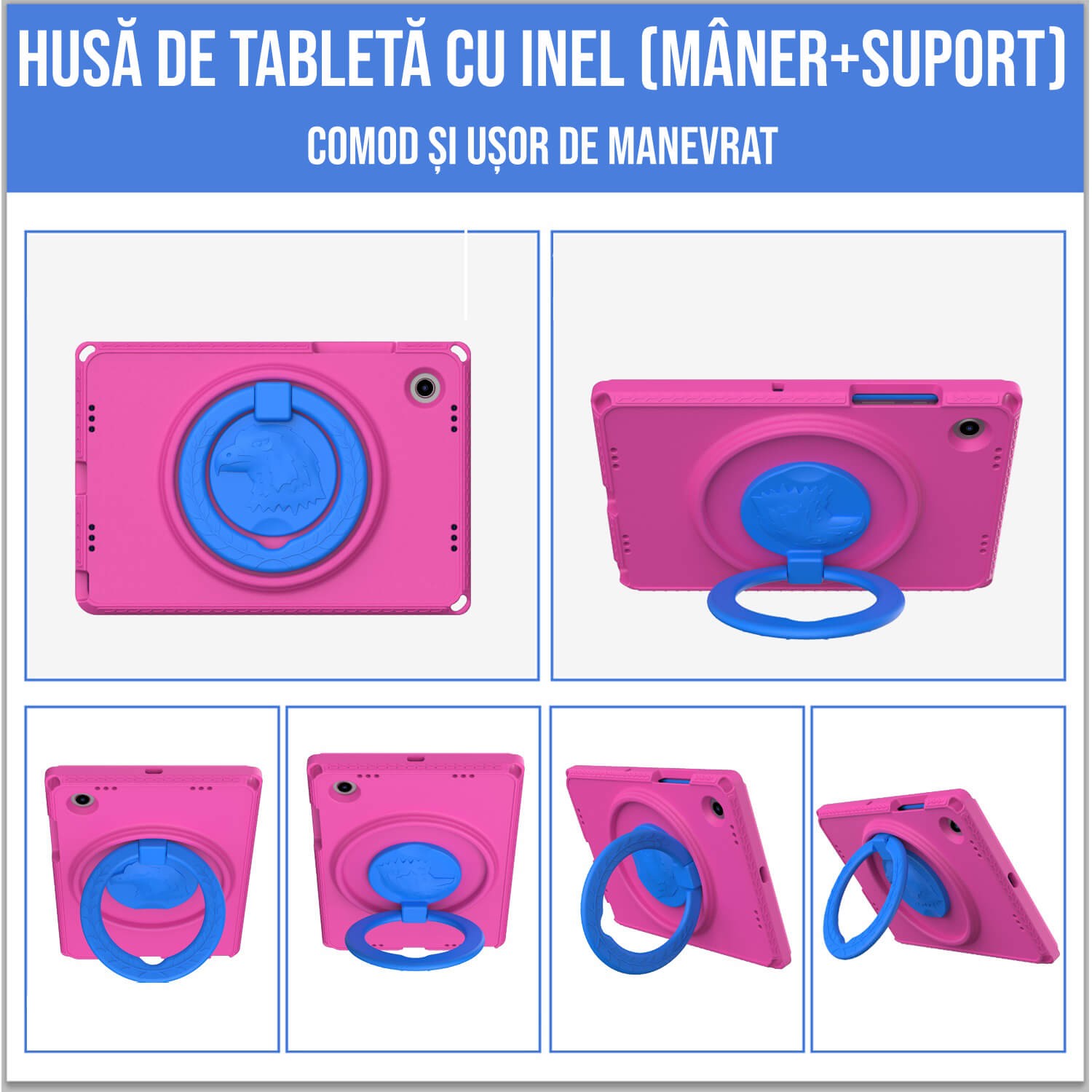 Husa protectie tableta fata spate pentru copii, compatibila cu Samsung Galaxy TAB A7 Lite 8.7 T220 T225