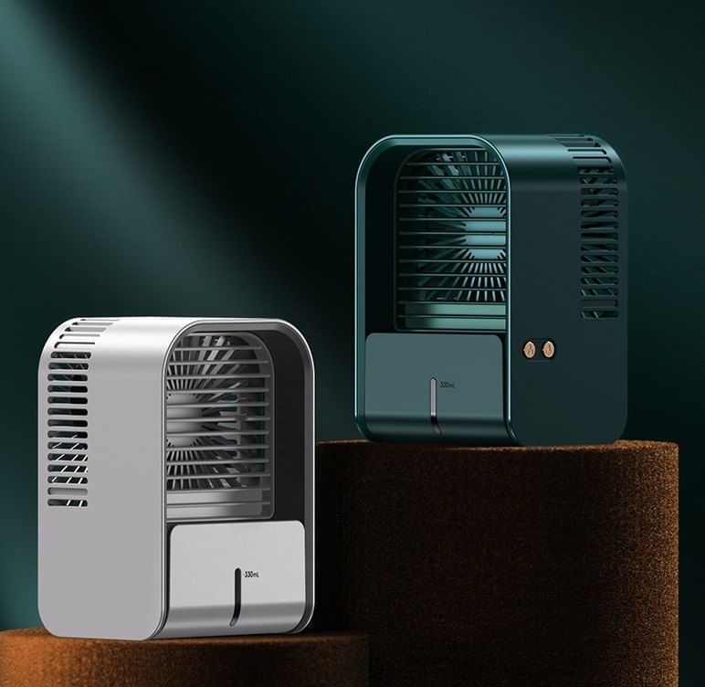 Ventilator cu umidificare portabil Ideas4Comfort, reincarcabil USB, 3 viteze, 2 moduri pulverizare