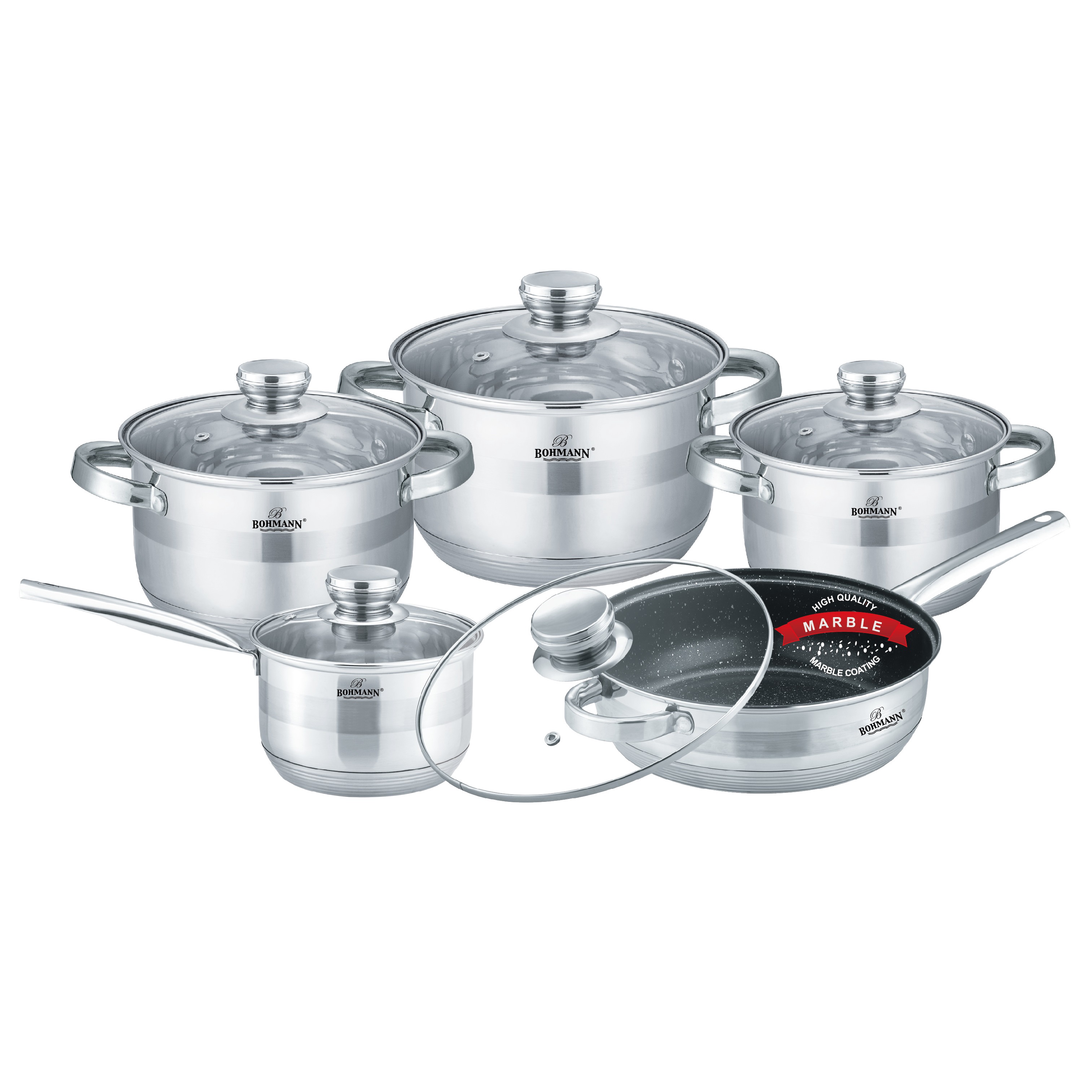 Bohmann Set de vase de gatit de 10 buc, inductie, BH-1275-10-MRB — imaginea 3
