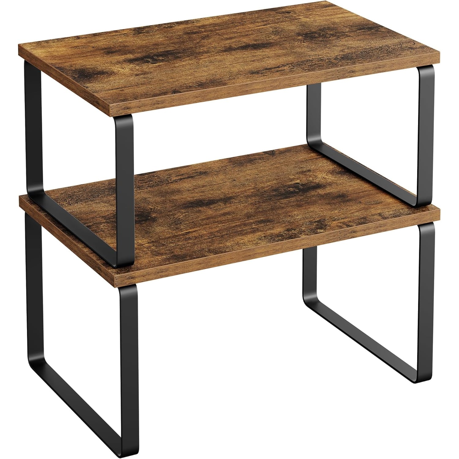 Raft organizator condimente extensibil set 2 bucati, metal si PAL, suprapozabil, 30x20x16 cm, maro rustic — imaginea 4