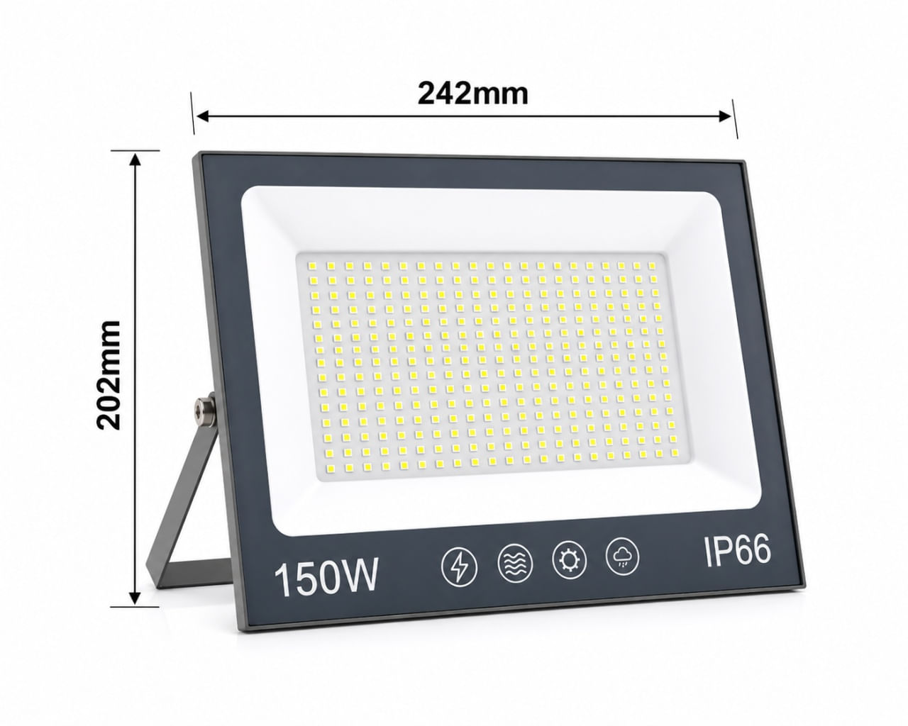 Proiector cu LED-uri de 150W, 15000LM, pentru exterior sau interior, IP66, din sticla mata anti-orbire — imaginea 4