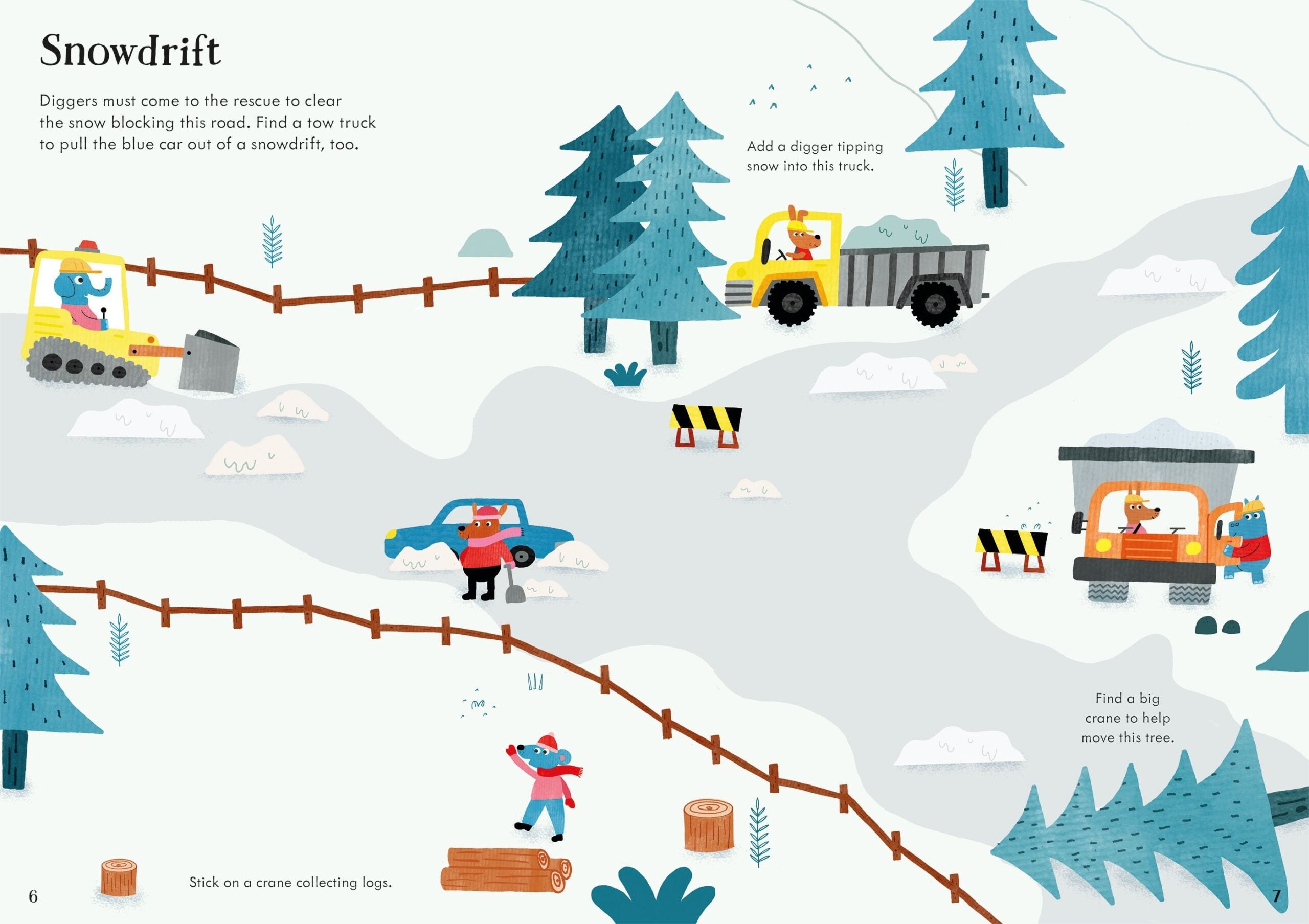 Little First Stickers Diggers and Cranes – Carte cu stickere pentru copii 3+ ani, Usborne