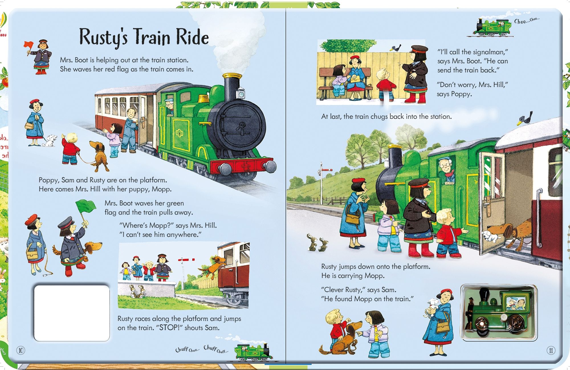 Poppy and Sam's Wind-up Train Book – Carte cu jucarie pentru copii 3+ ani, Usborne
