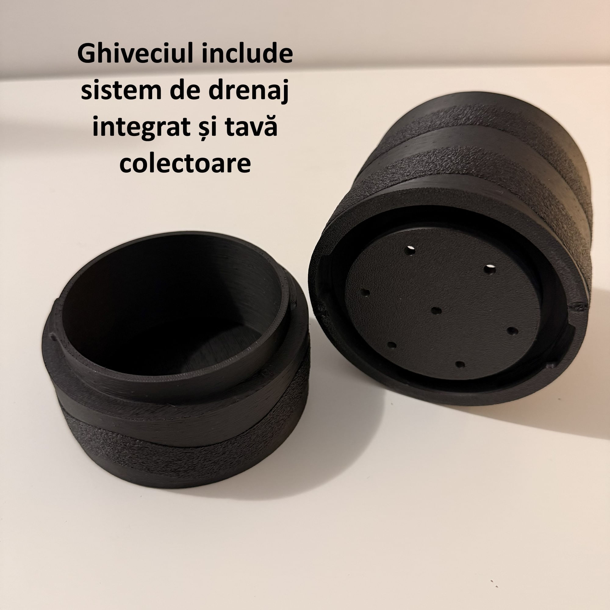 Ghiveci pentru plante mici (planta nu este inclusa), Diametru intern 9 cm, Negru — imaginea 6