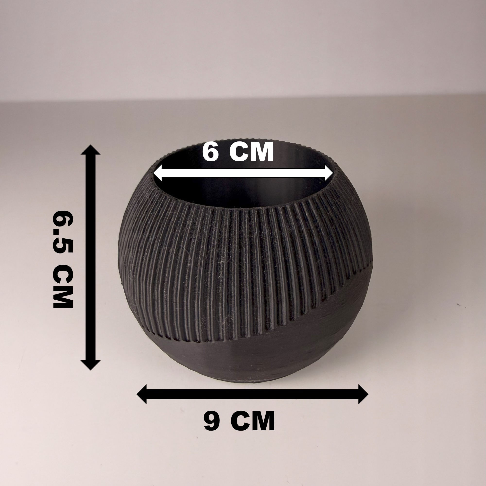 Ghiveci pentru plante mici (planta nu este inclusa), Diametru intern 6 cm, Negru — imaginea 3