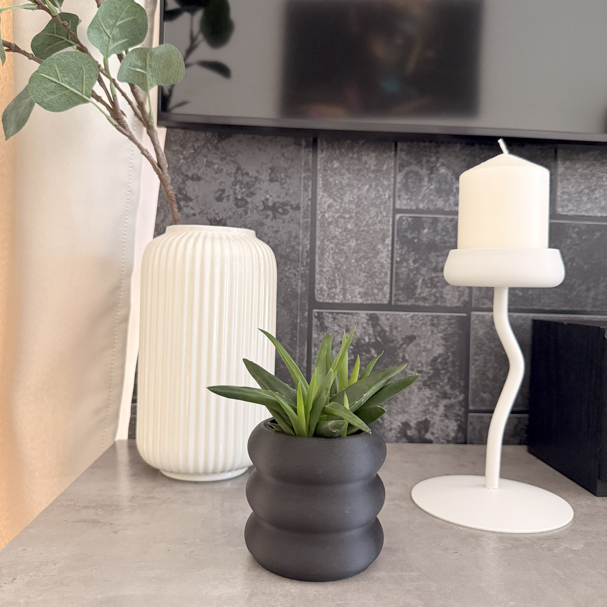 Ghiveci pentru plante mici (planta nu este inclusa), Diametru intern 6 cm, Negru — imaginea 6